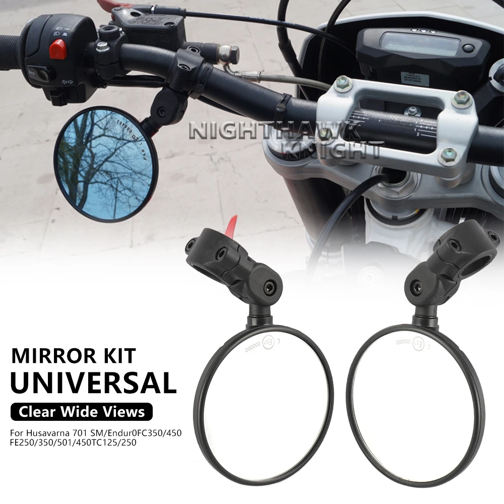 Une paire pour Husavarna 701 SM/Enduro FC350/450 FE250/350/501/450 TC125/250 moto poignée circulaire rétroviseur grand angle