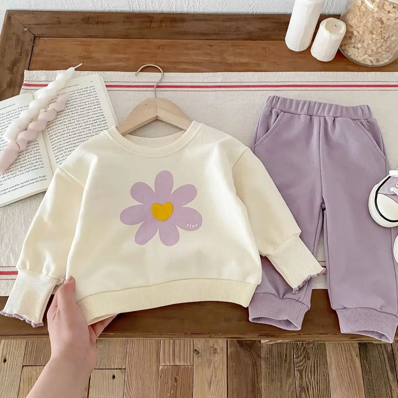 

2PCS Autumn Baby Clothes Set Cute Flower Infant Girls pullover +Pants Tops and bottoms Sets Long Sleeves casual Toddler Outfit