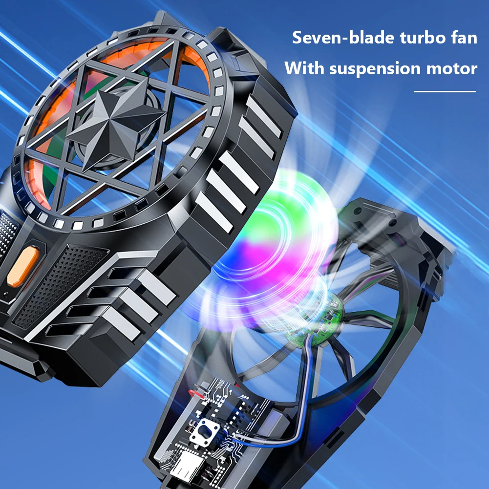 X112 Phone Cooling Fan 300mah Rechargeable with RGB Light Three Adjustable Speeds Mobile Phone Air Cooler for iPhone Samsung