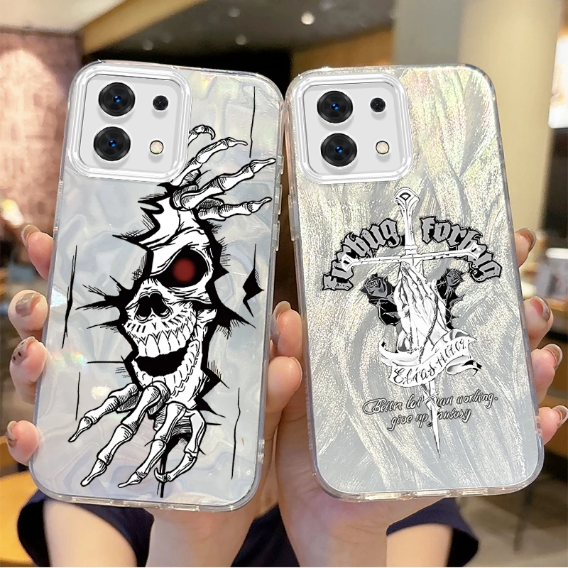 

Personality Black Skull Cross Phone Case for Redmi Note13 12 11 10 9 ProPlus 14C 13C 12C 10C 9C A2 A1 Hard Shockproof Back Cover