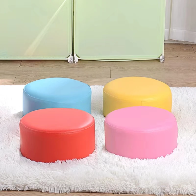 Family Small Stool Fashion Shoe Changing Stool Round Baby Children\'s Sofa Stool Creative Small Chair Leather Stool