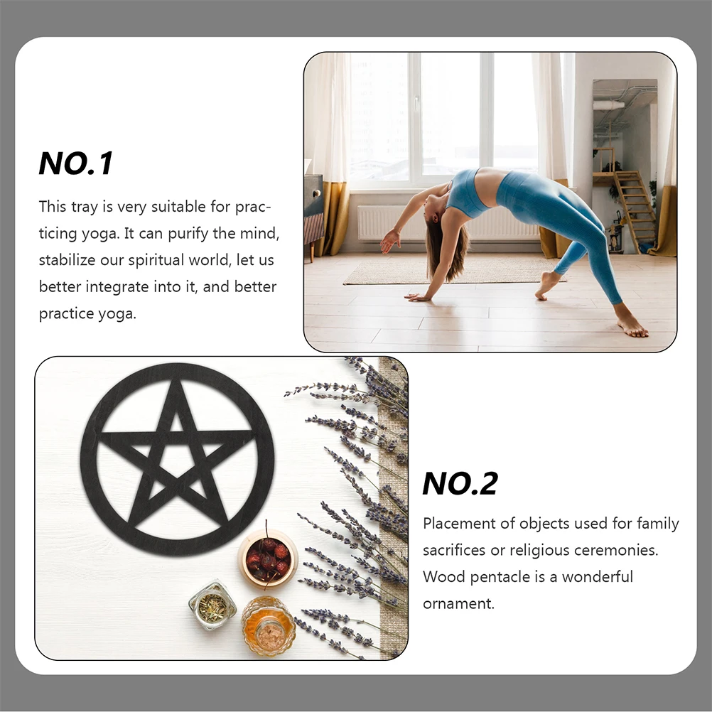 

2Pcs Wooden Pentacle Altar Decor Large H made Carving Home Ceremony Fashionable Adornment Pentacle Wooden Altar Tile