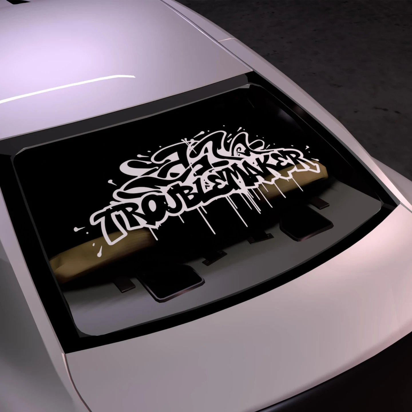 Trouble Maker JDM Modified Rear Windshield Decorative Car Stickers Waterproof Non-Fading Car Window Stickers