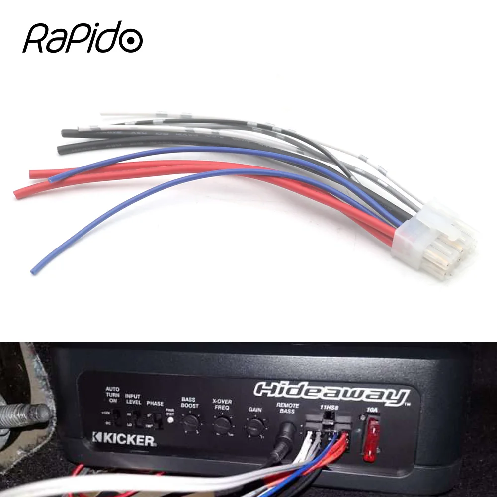 For Kicker BassStation PT10 PT250 11PT8 11HS8 11PHD12 46HS10 Car Stereo Amplifier 10 Pin Power Harness Connector RCA Adapter