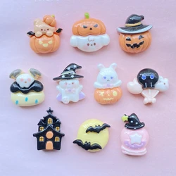 Mini cabujones de resina con parte posterior plana de calabaza de murciélago de Halloween, joyería DIY, horquilla, accesorios de decoración artesanal, álbum de recortes, 20 piezas