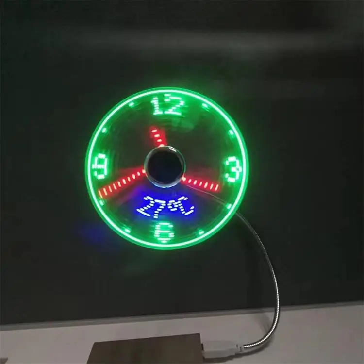 USB Clock Fan LED Time Display Cooling Fan Real Time Temperature Display Flexible Gooseneck Desk Fan for Laptop PC Office