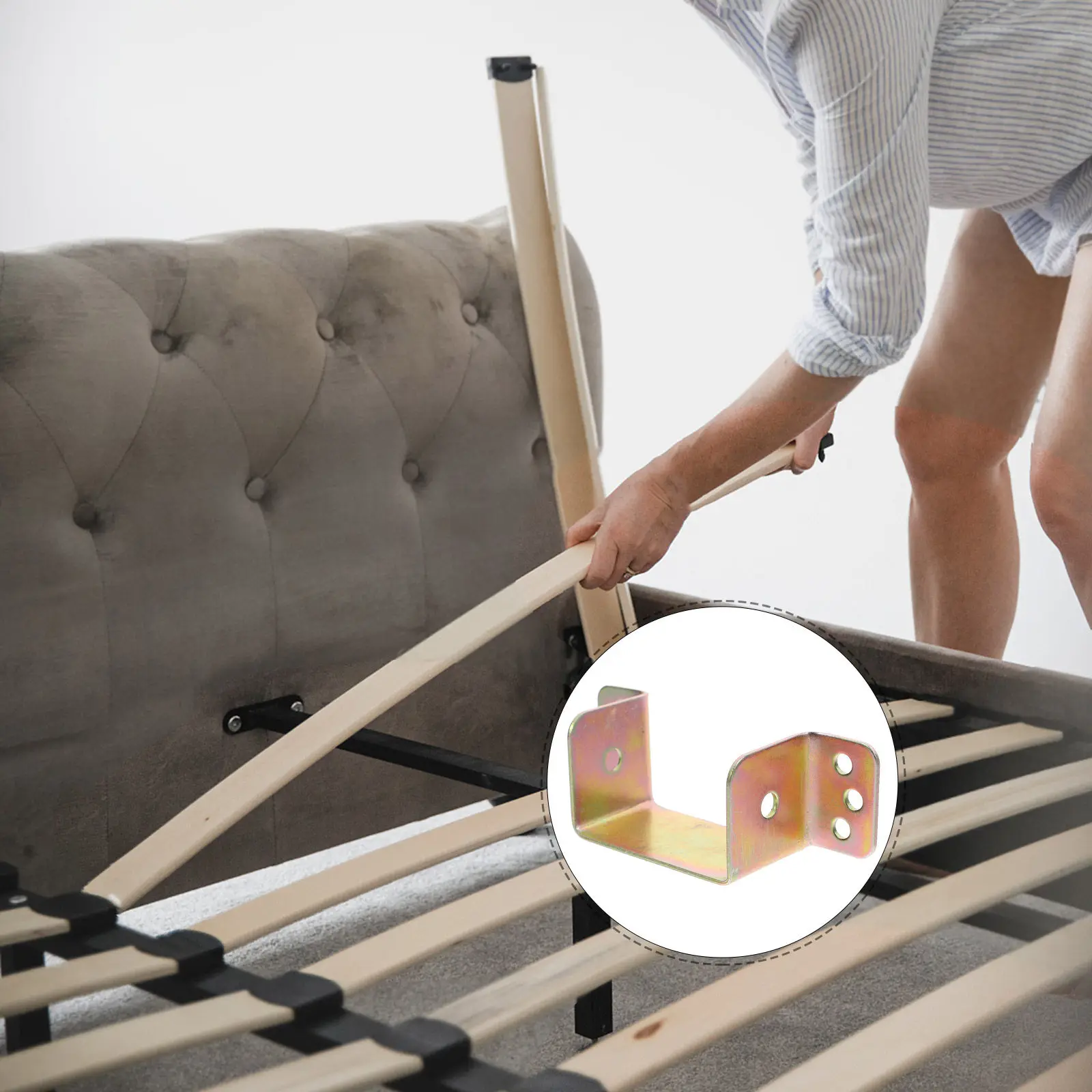 6Pcs Iron Bed Rail Bracket Thickened U-Shape Plate Buckle for Firm Bed Support High Load Capacity Hardware Fitting