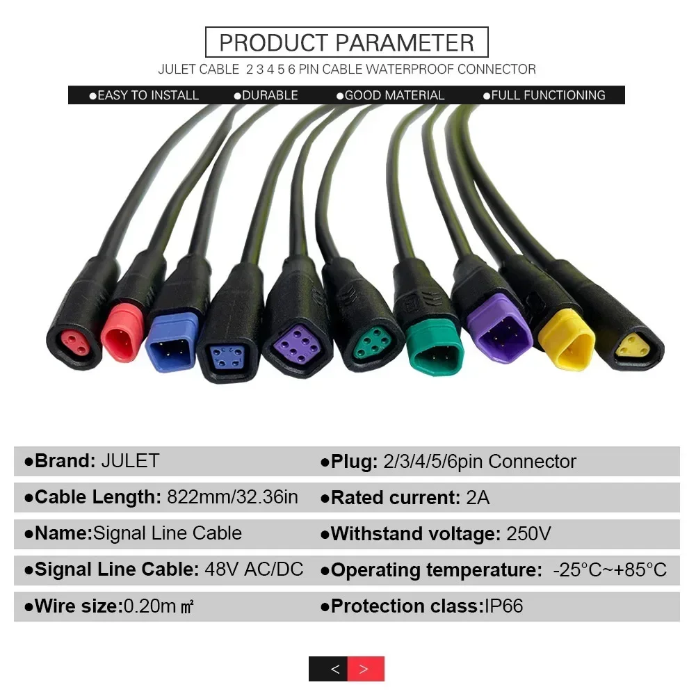 

E-bike Shaped Connector 2/3/4/5/6 Pin Cable Waterproof Connector Signal Line Extension Cord Julet Connector ebike frame