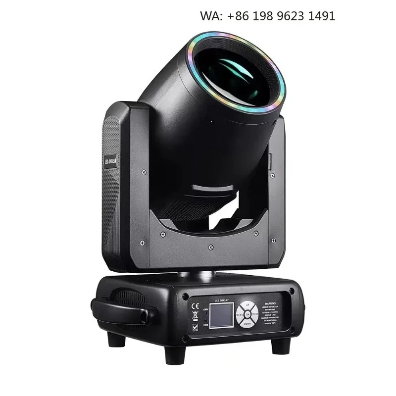 Mini 230W Beam Moving Head Stage Light Built-in RGB Ring Dimmable Spotlight Compatible Stage Fixture for Live Performance Party
