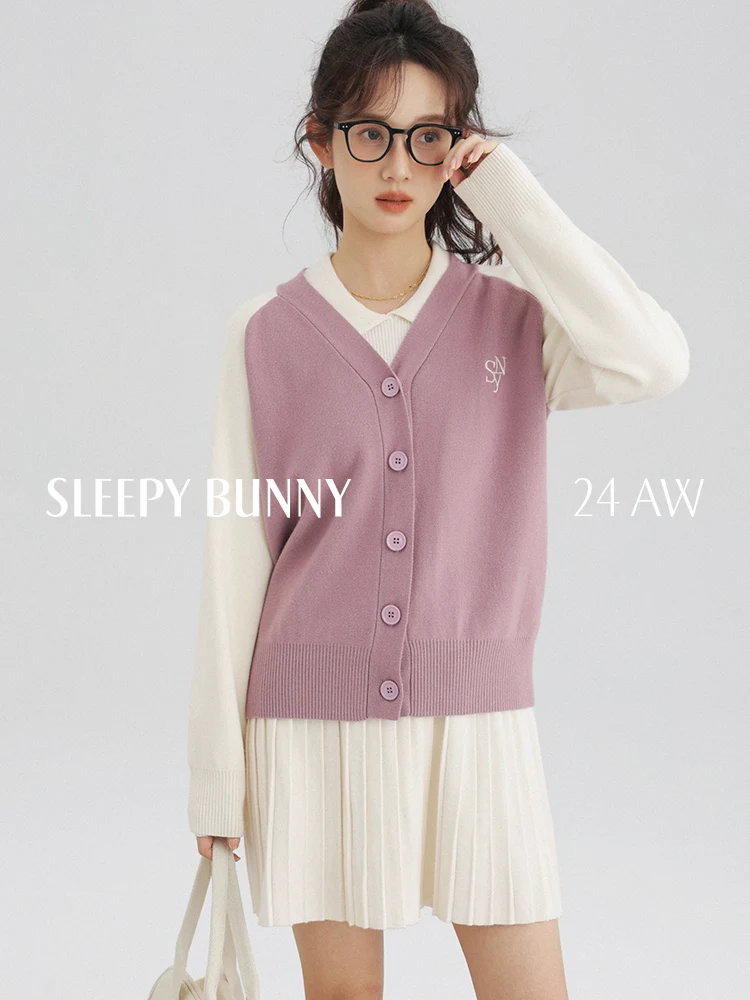 

Sweet Elegant Knit Dress Long Sleeve Pleated Skirt Autumn Winter High Waist Slimming Outfit with Collar for Women Casual Style