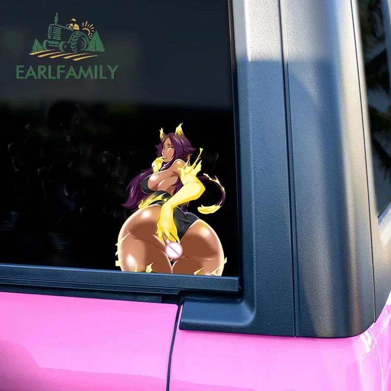 EARLFAMILY 13cm for Anime Shihouin Yoruichi Sexy Waifu Hentai Car Sticker Car Accessories Decal Air Conditioner Creative Decor