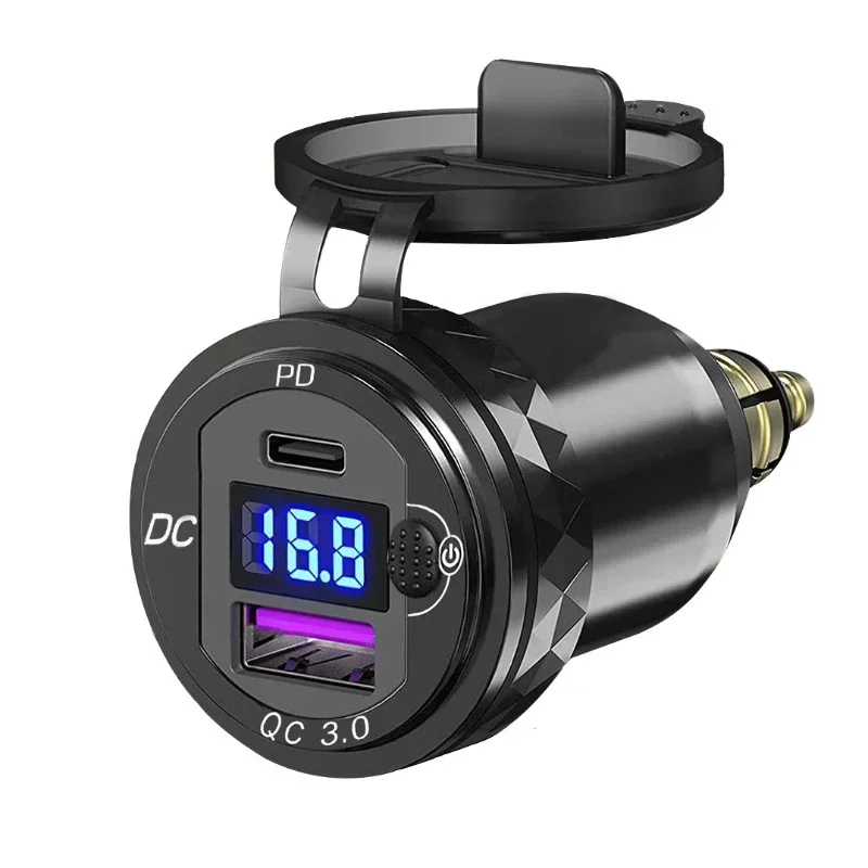 30 واط QC3.0 USB نوع C PD شاحن سريع محول الطاقة Hella DIN التوصيل المقبس لسيارات BMW R1250 1300GS ل Ducati للدراجات النارية انتصار