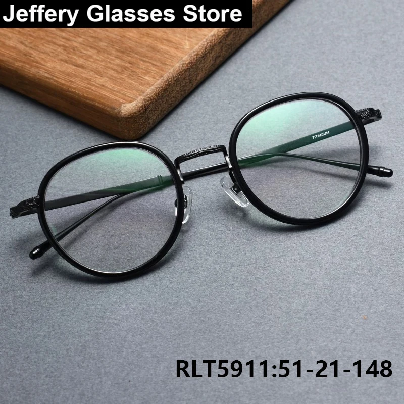 

Japanese Vintage Oval Glasses Frame Men Women Titanium Acetate Handmade Eyeglasses Retro Carving Tortoise Eyewear Anti Blue