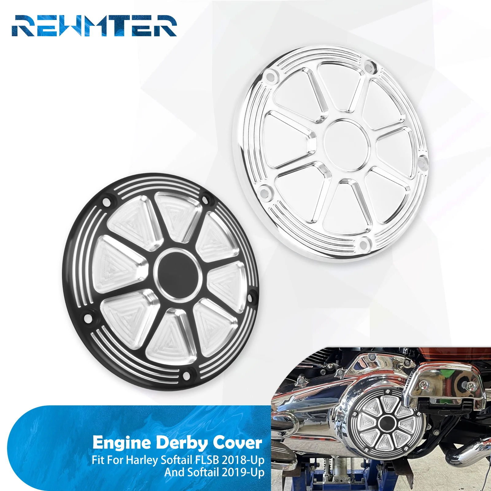 Motorcycle Engine Derby Cover 5 Holes Clutch Covers Aluminum For Harley Softail FLSB 2018-UP Fat Bob Breakout Street Bob 2019-UP