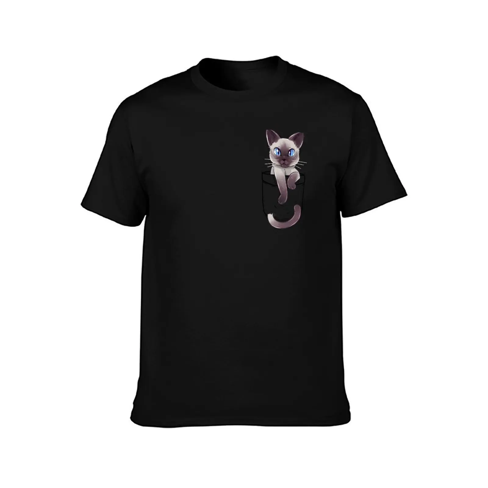 Pocket Cute Siamese Cat Kitten T-Shirt Large Size Casual Short Sleeve Top