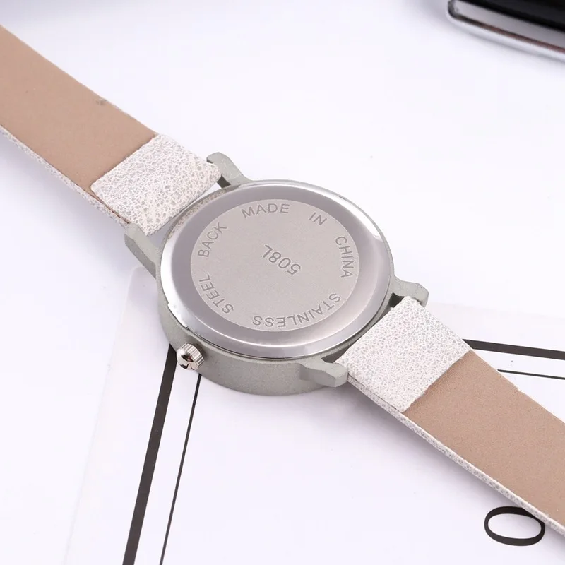 Relojes de moda para mujer, reloj de pulsera de cuarzo informal con correa de cuero PU, números fáciles de leer