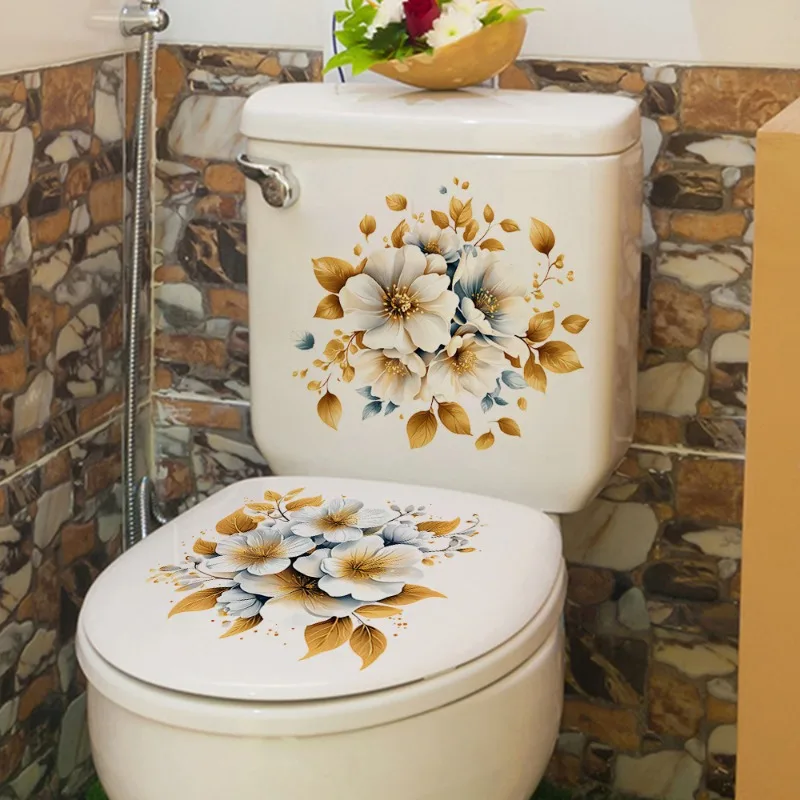 Self-Adhesive Embossed Floral Leaf Stickers For Toilet Bathroom Bedroom Decoration