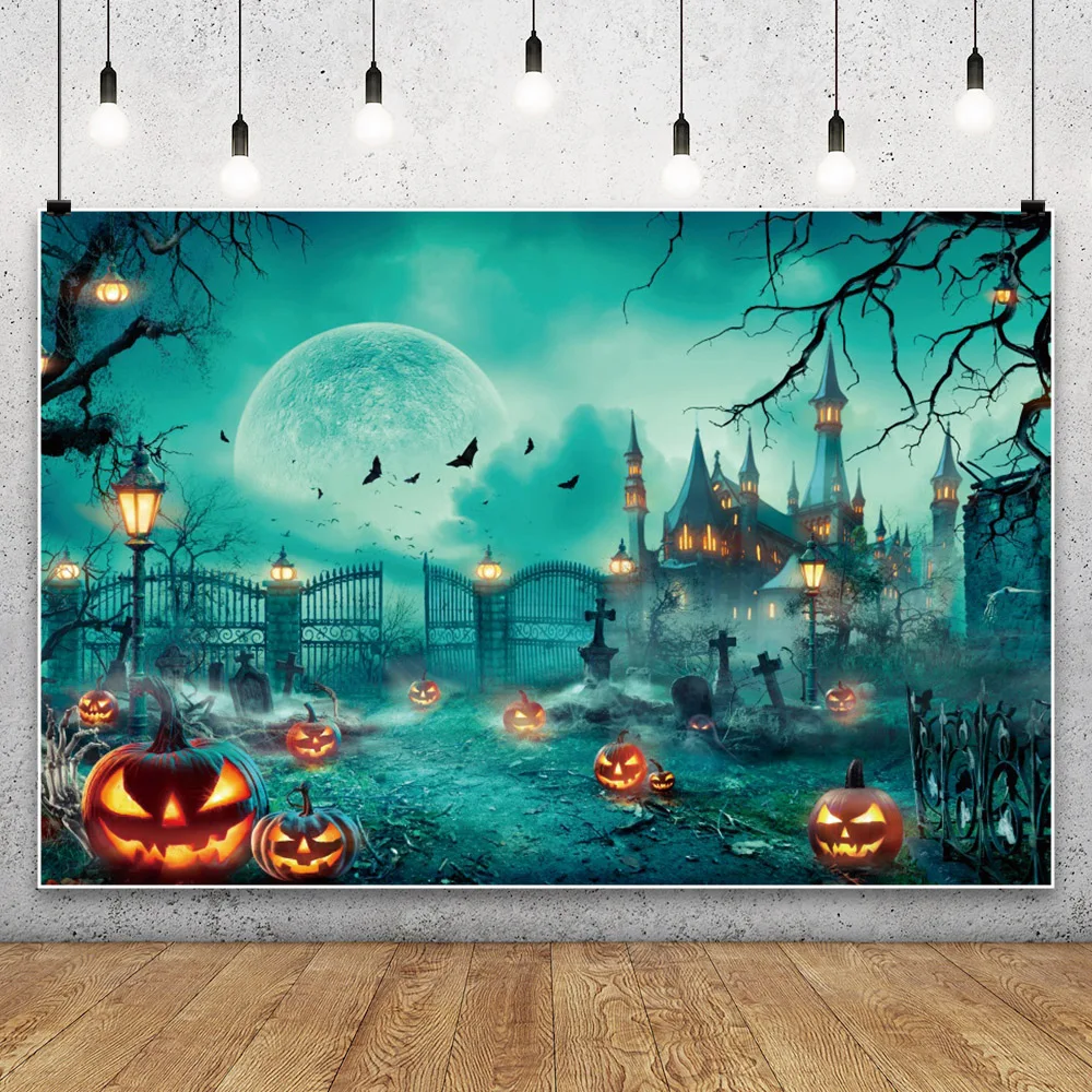 Scary Castle Halloween Party Decor Backdrop Jack O'lantern Backgrounds Baby Portrait Photographic Props Photo Studio