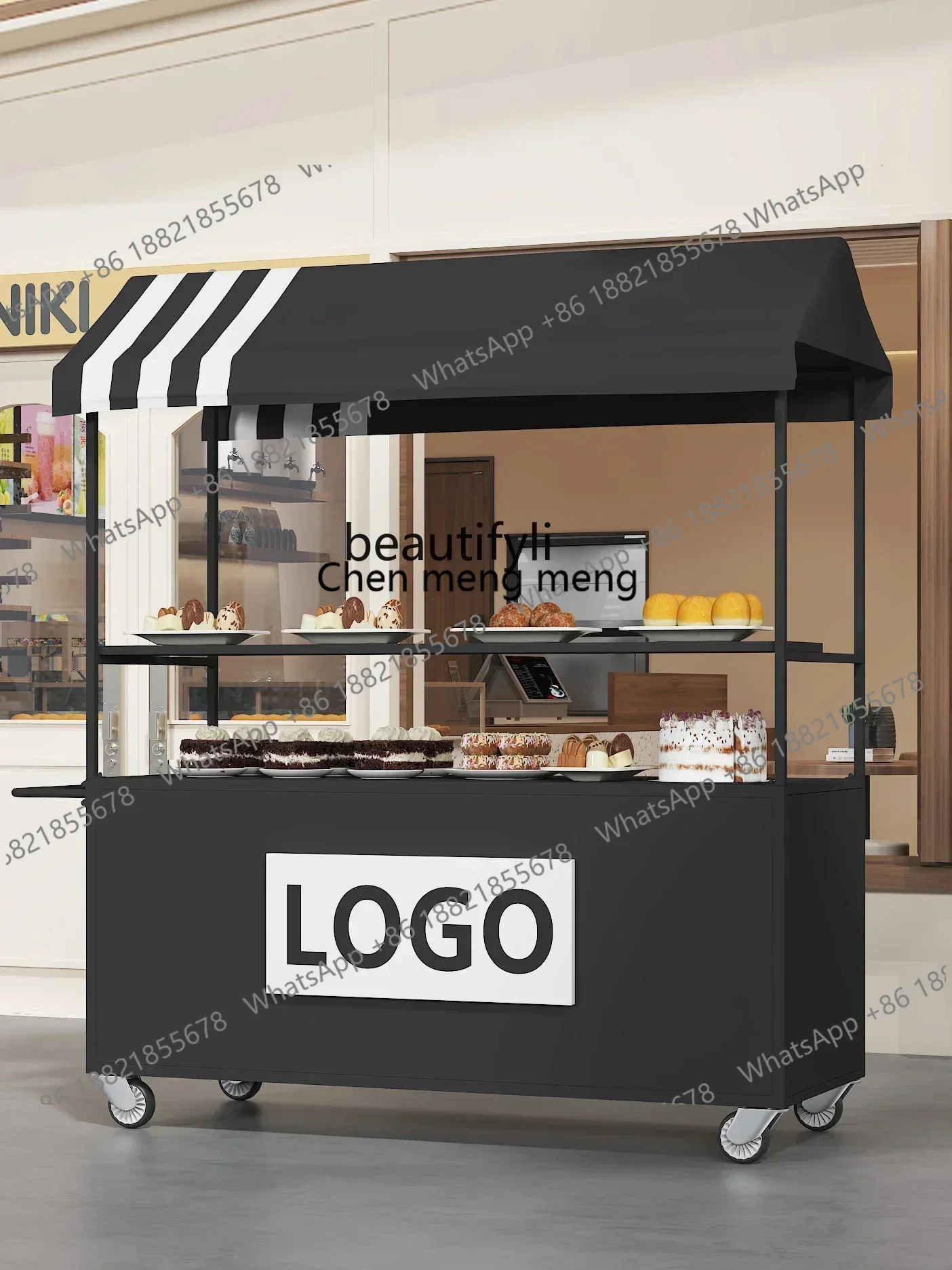 zS173xx1Stall wrought iron flower car stall push night market truck outdoor mobile snack truck