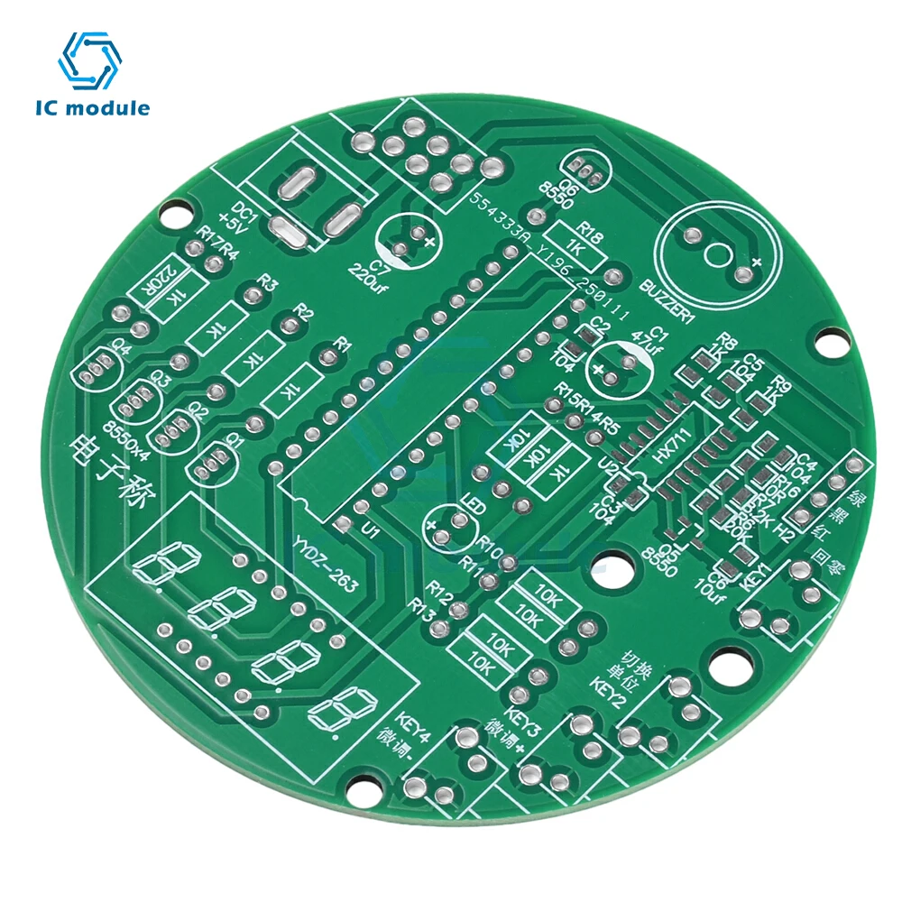 Kit de bricolaje báscula electrónica 51 microcontrolador Kit de práctica de soldadura DC5V tubo Digital Circular HX711 Kit de báscula electrónica hecha a sí misma