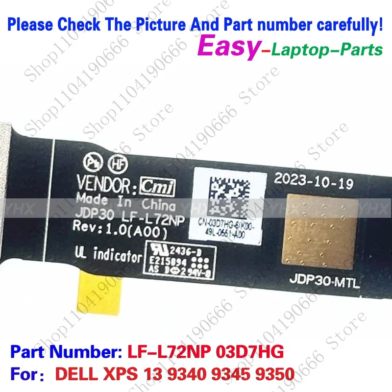 Nowy kabel EDP FHD do DELL XPS 13 9340 9345 9350 LF-L72NP 03D7HG.