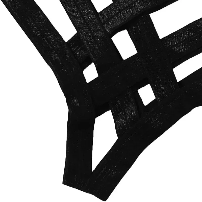 Conjunto de lingerie de bondage feminino elástico oco conjuntos de sutiã preto cupless gaiola sutiã tanga sexy íntimo roupa interior exótica