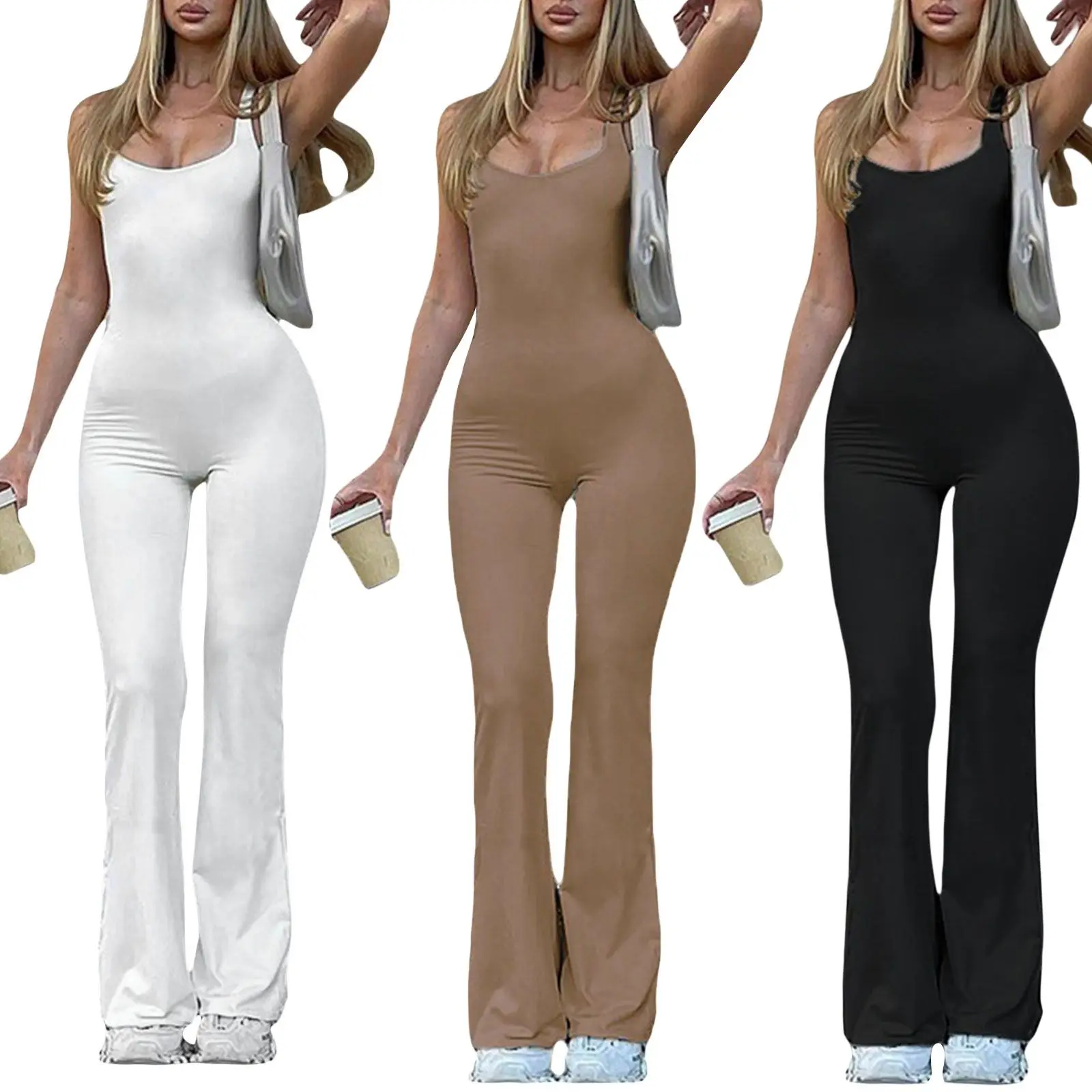 

Sexy Casual Slim Bell Bot Jumpsuit Low Waist Street Sle Women's One-Piece Suit Comfortable Wide Leg ort Pants