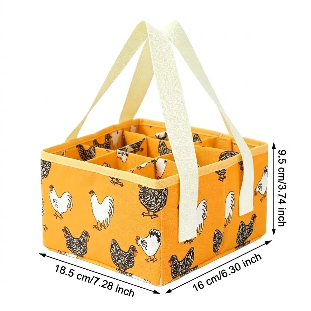Detachable 9-Pocket Egg Collection Basket Foldable for Storage Lightweight Oxford Cloth Construction for Farm and Backyard Use