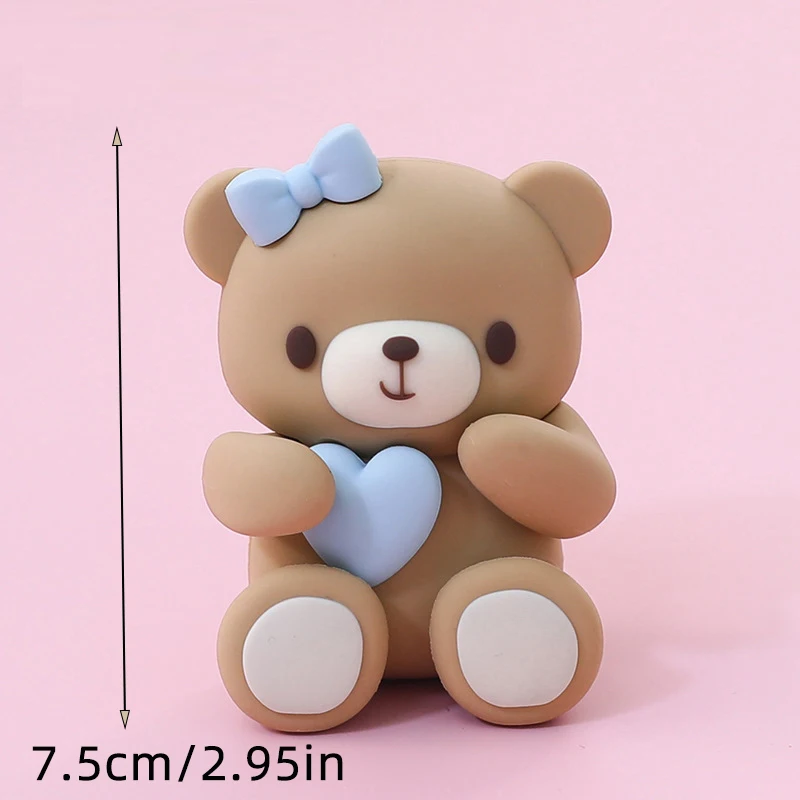 Rosa und blauer 3D-Bär-Kuchenaufsatz mit großem Regenbogen-Buchstaben für Babyparty, Bärendekorationen, Jungen und Mädchen, alles Gute zum Geburtstag, Partyzubehör – Detail 34