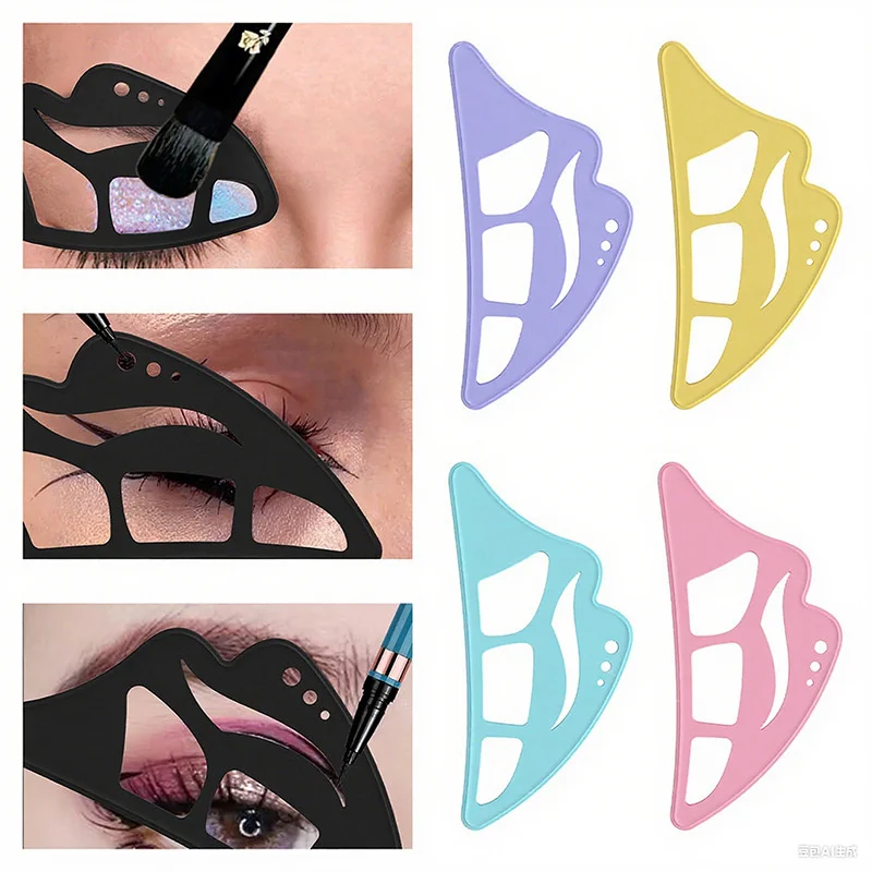 Set di stencil per trucco occhi in silicone da 2 pezzi Strumenti ausiliari per ombretti per principianti Modello di fodera per sopracciglia e sotto gli occhi Accessori per il trucco