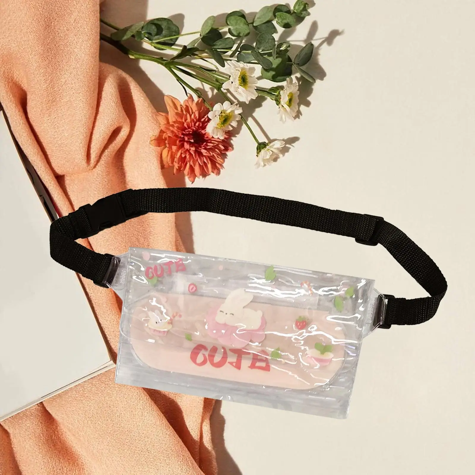 

Waterproof Fanny Pack with Waist Strap Clear Cartoon Lightweight Waist Bag