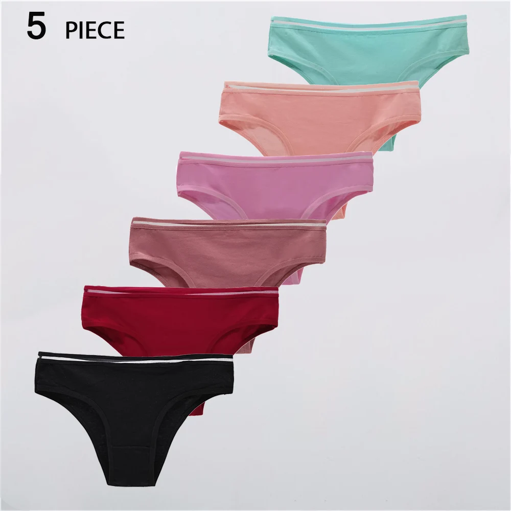 

5 Pcs/Lot Women's Cotton Panties Sexy Solid Color Underwear Female Intimates Lingerie Comfortable Underpants Female Lingerie