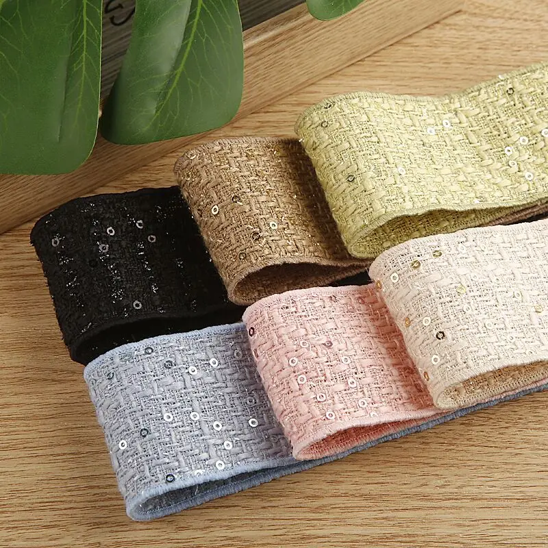 5 Yards 30MM 50MM Sequins Wool Yarn Ribbon Accessories Clothing For Crafts DIY Hair Bows Home Decor Materials Shoes Hats