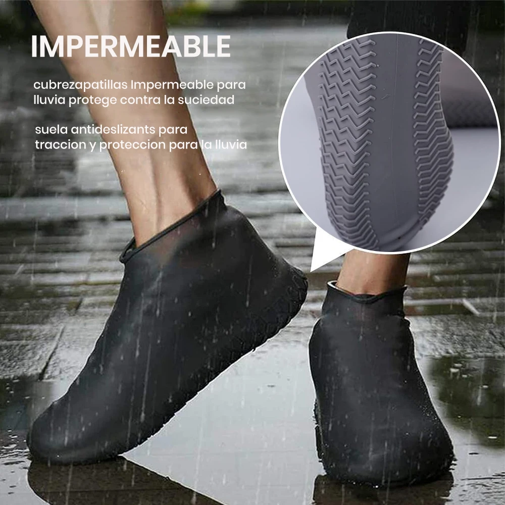 

2 шт. водонепроницаемая нескользящая силиконовая обувь, высокоэластичные износостойкие резиновые сапоги унисекс для улицы, многоразовые бахилы для дождливого дня