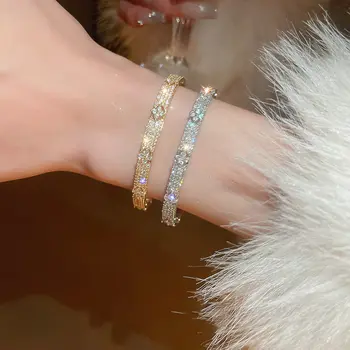 ANENJERY 四葉花鑲嵌閃亮鋯石手鍊,女士女孩優雅精緻復古法式珠寶婚禮批發 10 最佳銷售 卡地亞耳環 - №1