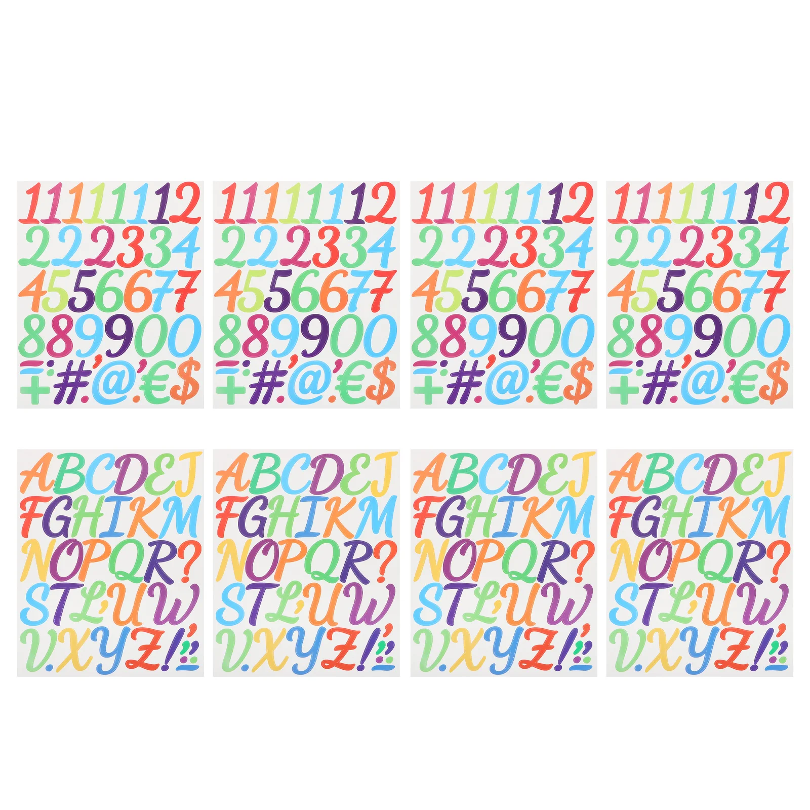8 folhas de letras e números, decalques de vinil à prova d'água para armários, frascos, garrafas, faça você mesmo, artesanato, diário, classificação em sala de aula