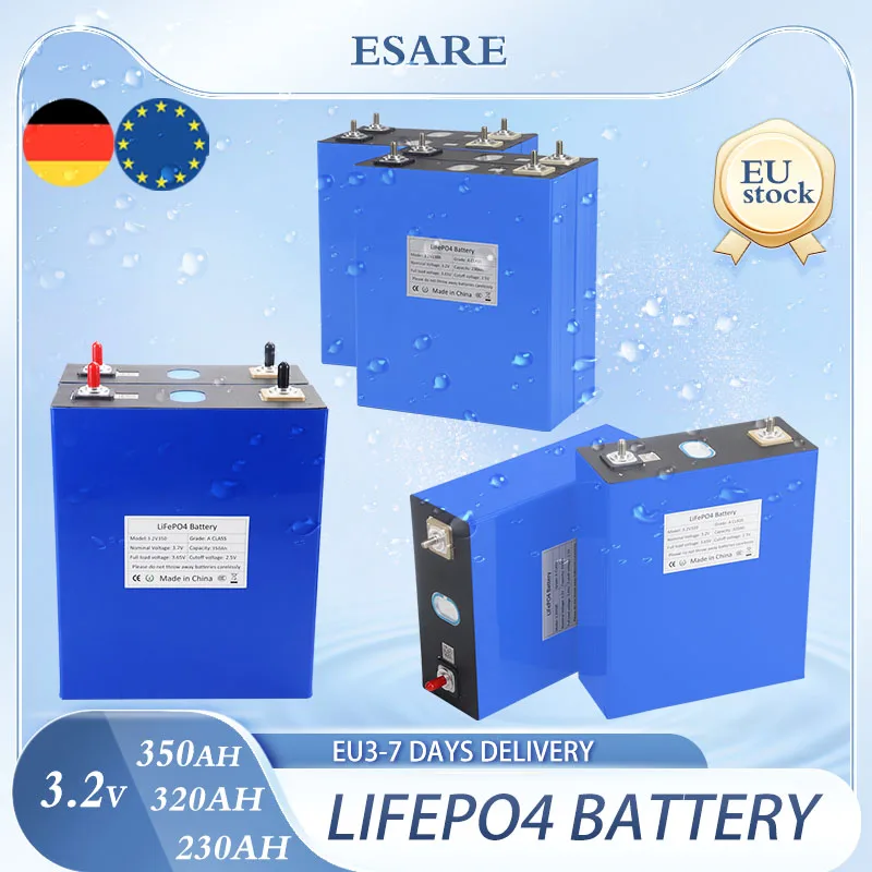 Grade A 8000 cycle 350Ah 320Ah 230Ah Lifepo4 Battery 3.2V Lithium iron phosphate  Cell For DIY 12V 24V Solar Camping EU Stock