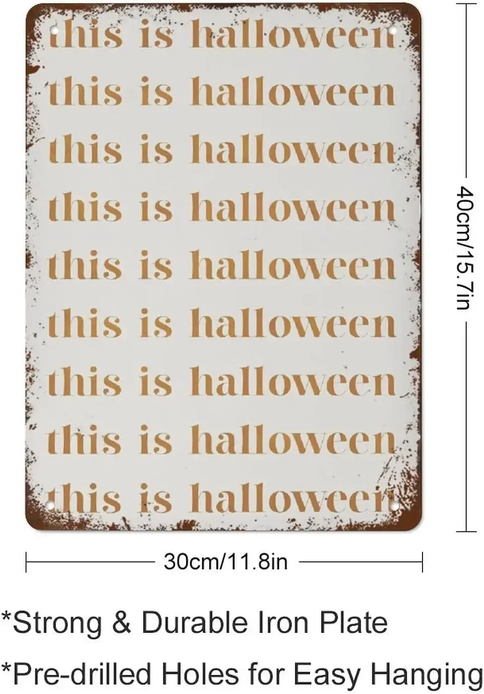 Funny Vintage Tin Metal Sign This is Halloween Wall Art Simple Fall Halloween Quote Home Decor 16x12 Inch Suitable for