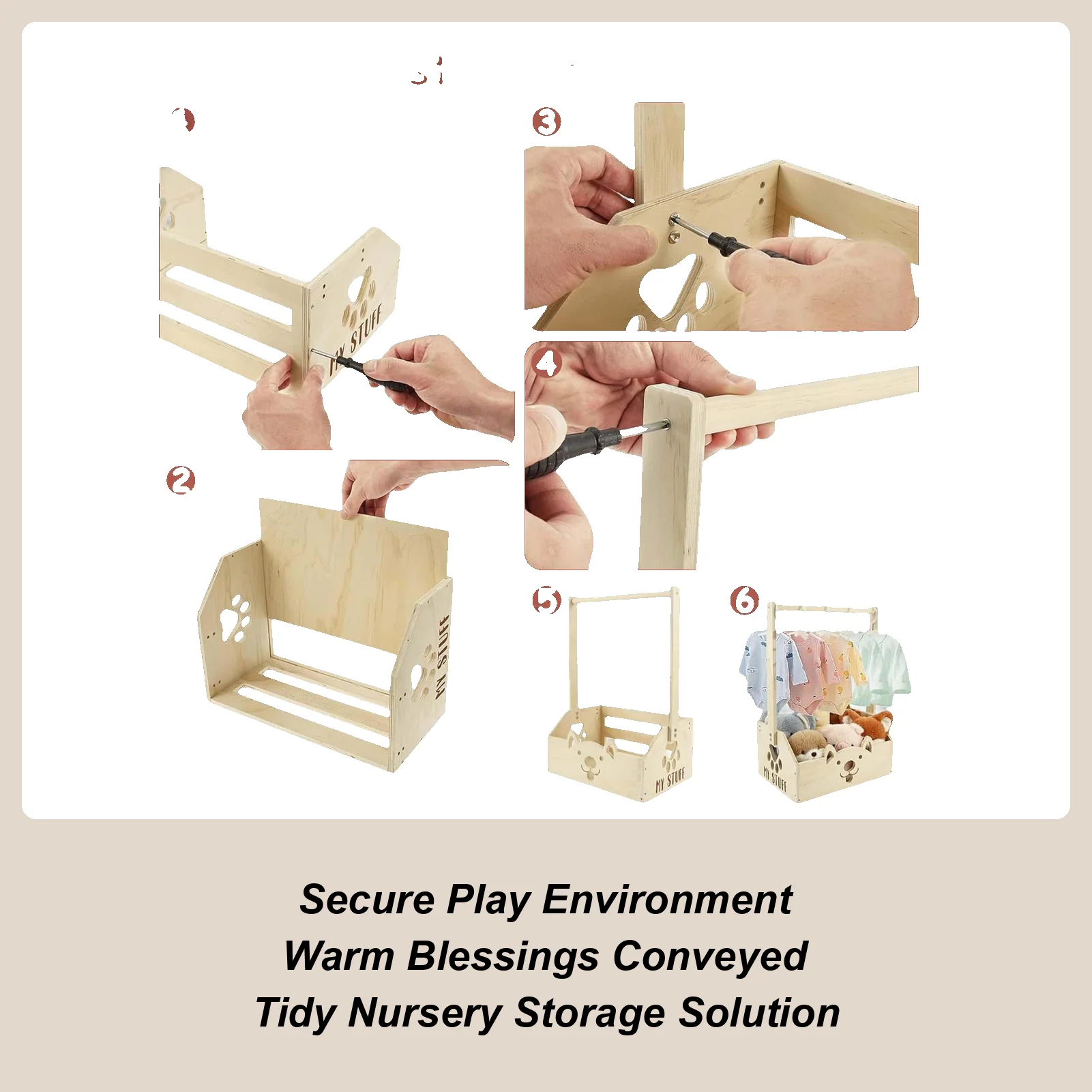 Baby Clothing Rental - Ahşap Saklama Kasası Bebek Dolabı Duş