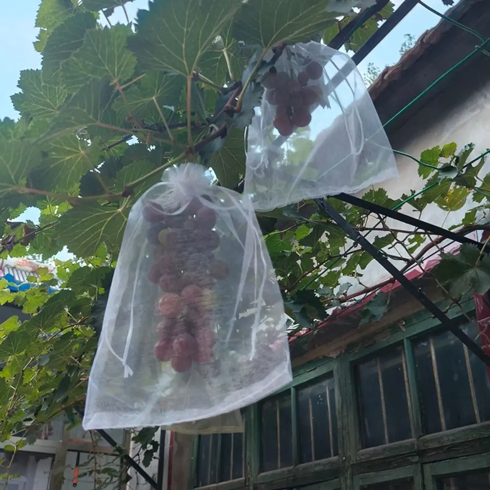 100pcs Durable Mesh Grapes Fruit Grow Bags White Generic Plant Grow Bag Breathable Fruit Pockets Garden Tools