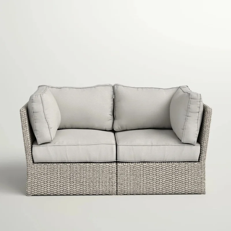 

Outdoor Wicker Loveseat with Cushions – Ready to Use