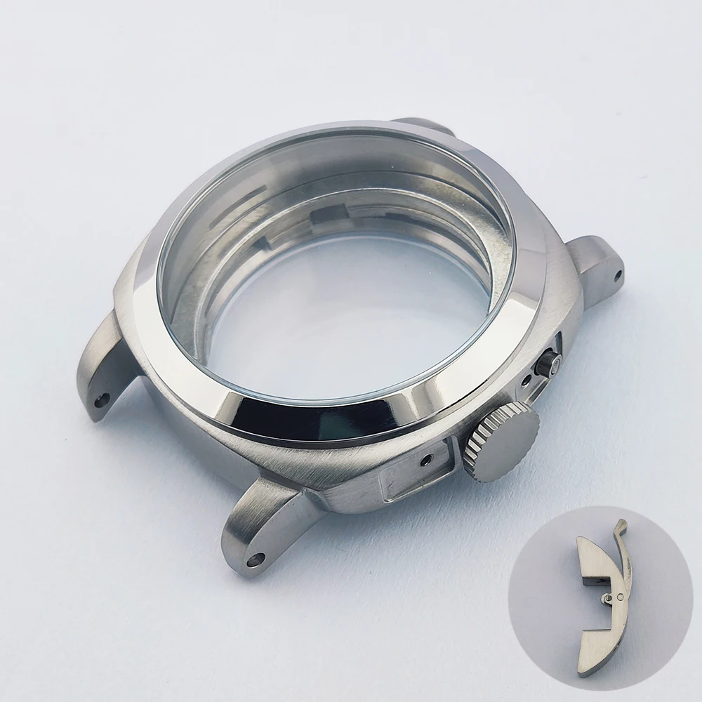 45mm Watch Case ST2555 Case Crown Protector Stainless Steel Case Mineral Glass Suitable for ST2555 Movement 36mm Dial Watch Part