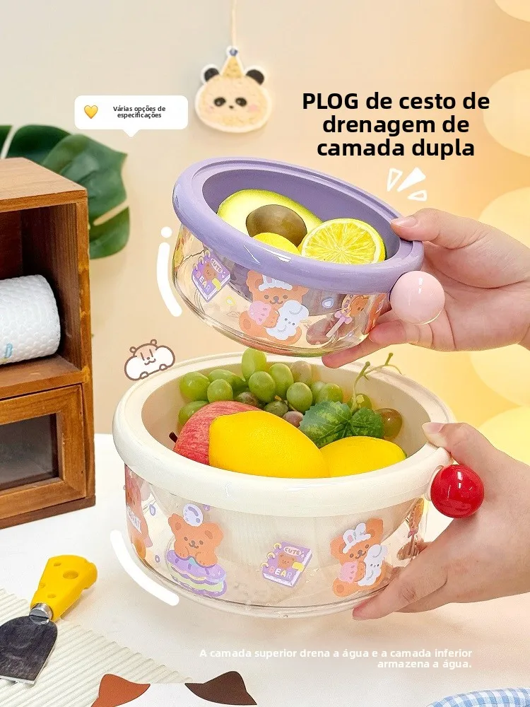 かわいいキッチン野菜洗面器排水バスケットフルーツプレート女の子フルーツバスケットプラスチック素材素敵な-sle-食器