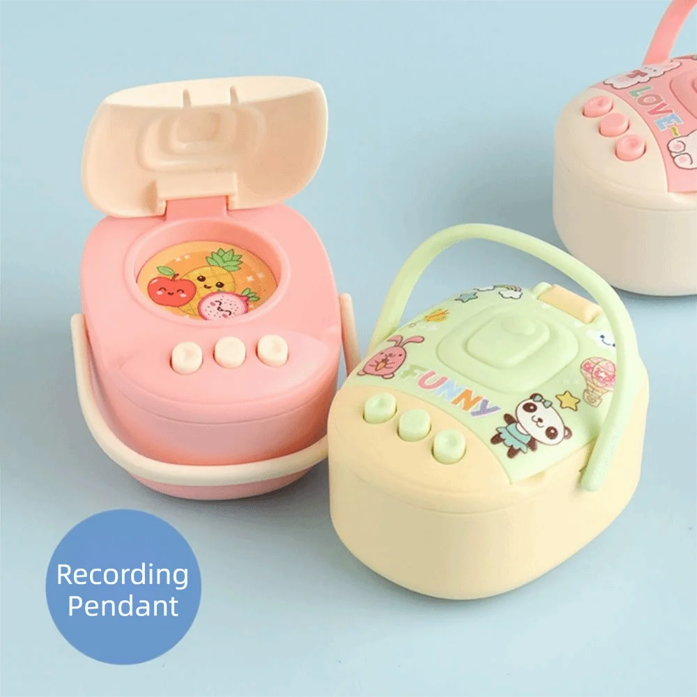 Multicolor Simulated Rice Cooker Keychain Sound Recording Cartoon Animal Keyring Pendant Mini Size Easy Operate