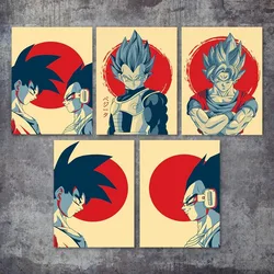 Póster Vintage japonés de Dragon Ball para niños, pintura en lienzo Vintage, Goku, Vegeta, pintura de pared de dibujos animados, regalo para niños