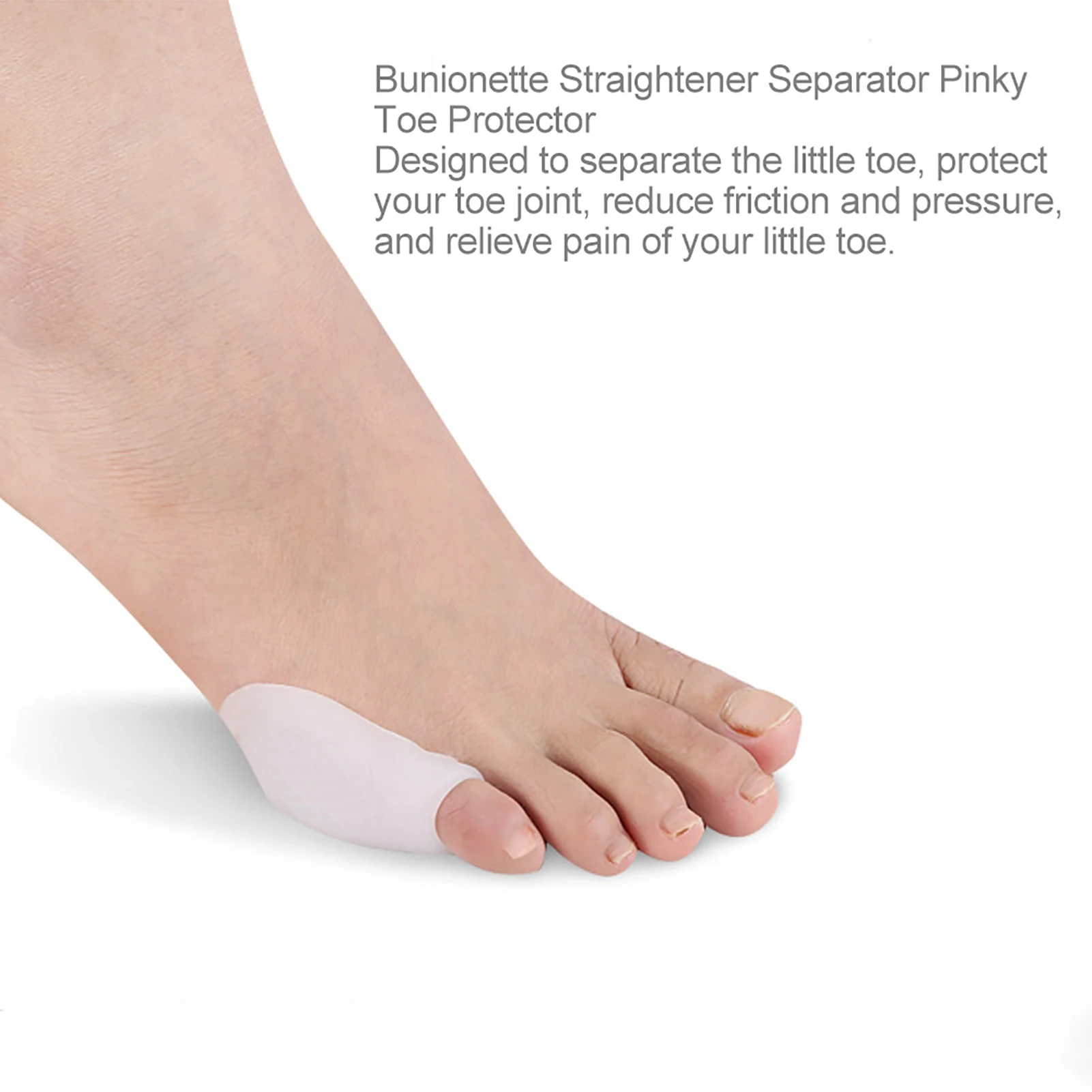 ที่แยกนิ้วเท้าเล็ก 1 คู่ ตัวป้องกันนิ้วก้อย ตัวแก้ไขนิ้วหัวแม่เท้าเอียง แผ่นรองบรรเทาอาการปวด สำหรับผู้ชายและผู้หญิง