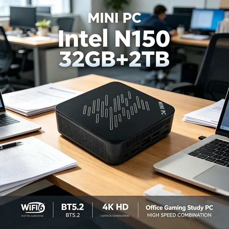 Windows 11 Mini PC Core N150 16GB+2TB SSD Ultra Small Desktop Computer WIFI 6 Bluetooth Mini Computer For Business Home Game