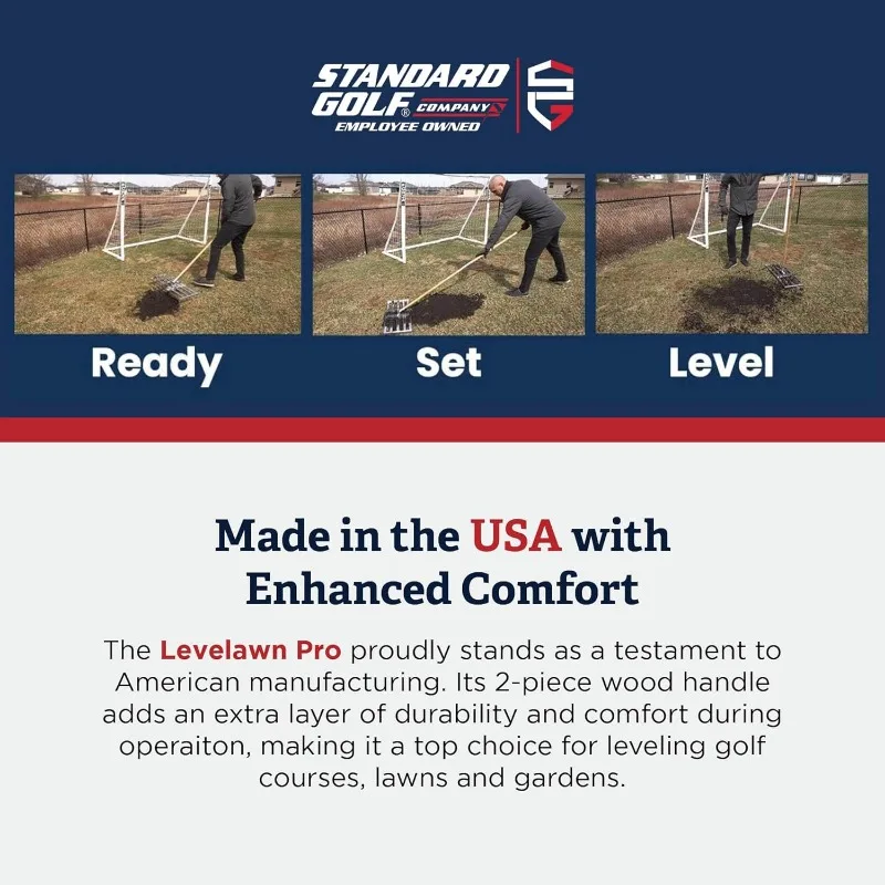 Levelawn Pro – 36" Rasen-Nivellierrechen mit 72" Griff |   Mühelos ebene Golfkurse, Rasen und Gärten |   Einfache Montage