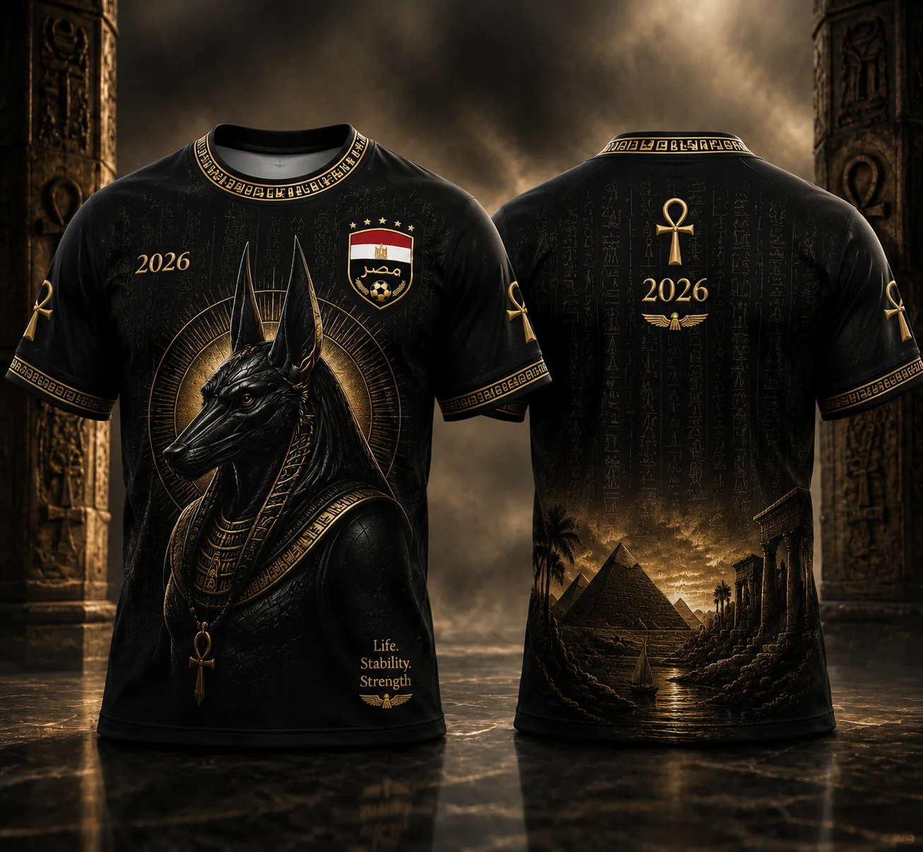Family Ancient Egyptian Culture Graphic Jersey Set,Vintage Hieroglyph Pyramid 3DPolyester Fabric Casual Short Sleeve Sports Tops