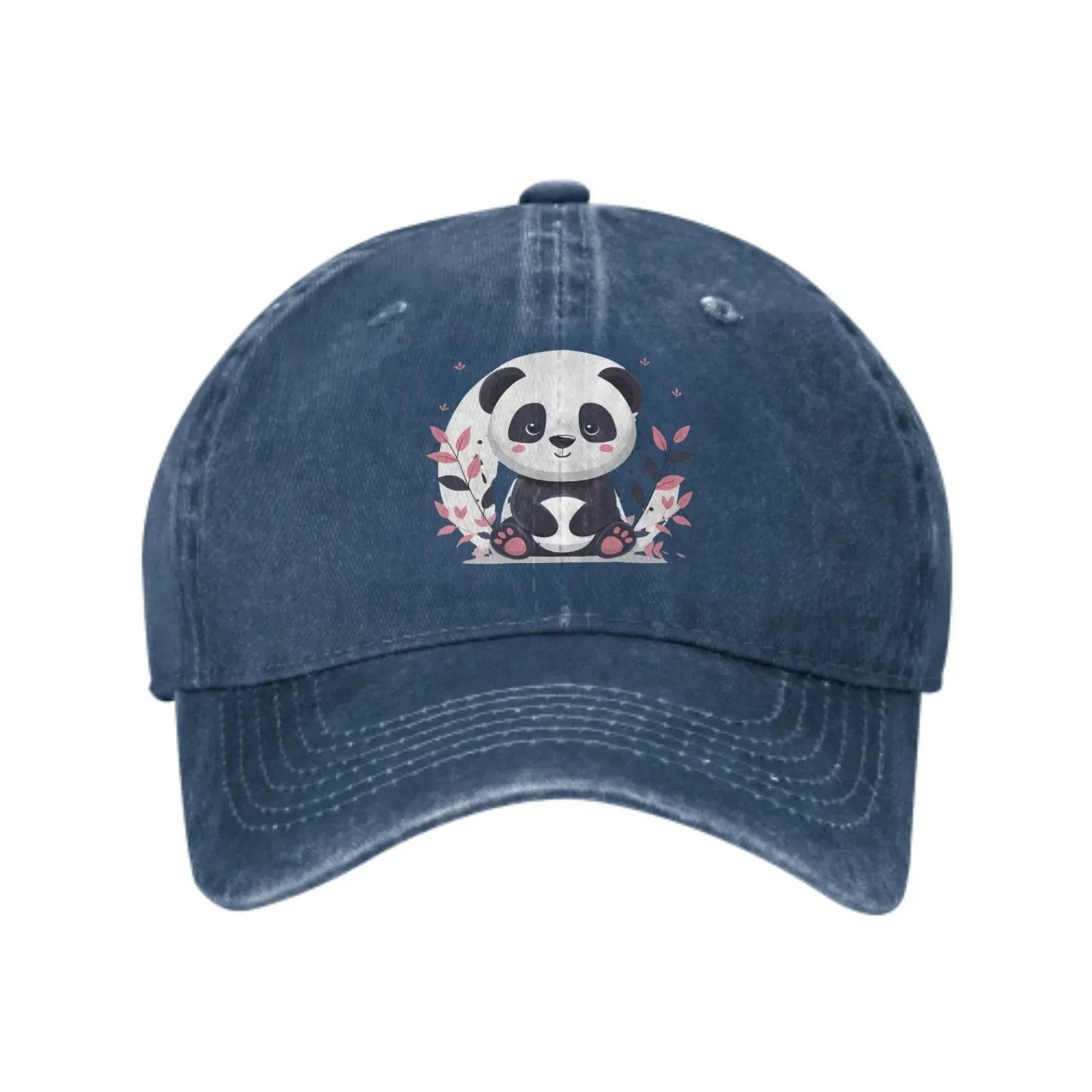 Cartoon Panda Sitting In Diaper Among Flowers Cotton Trucker Hat Summer Dad Cowboy Cap Outdoor Leisure Basketball Caps